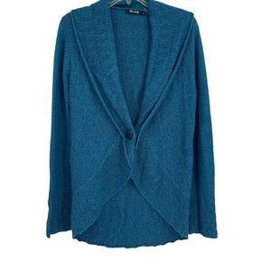 Rachel Zoe Women’s One Button Ruffle Front Cardigan Sweater Blue-green size M